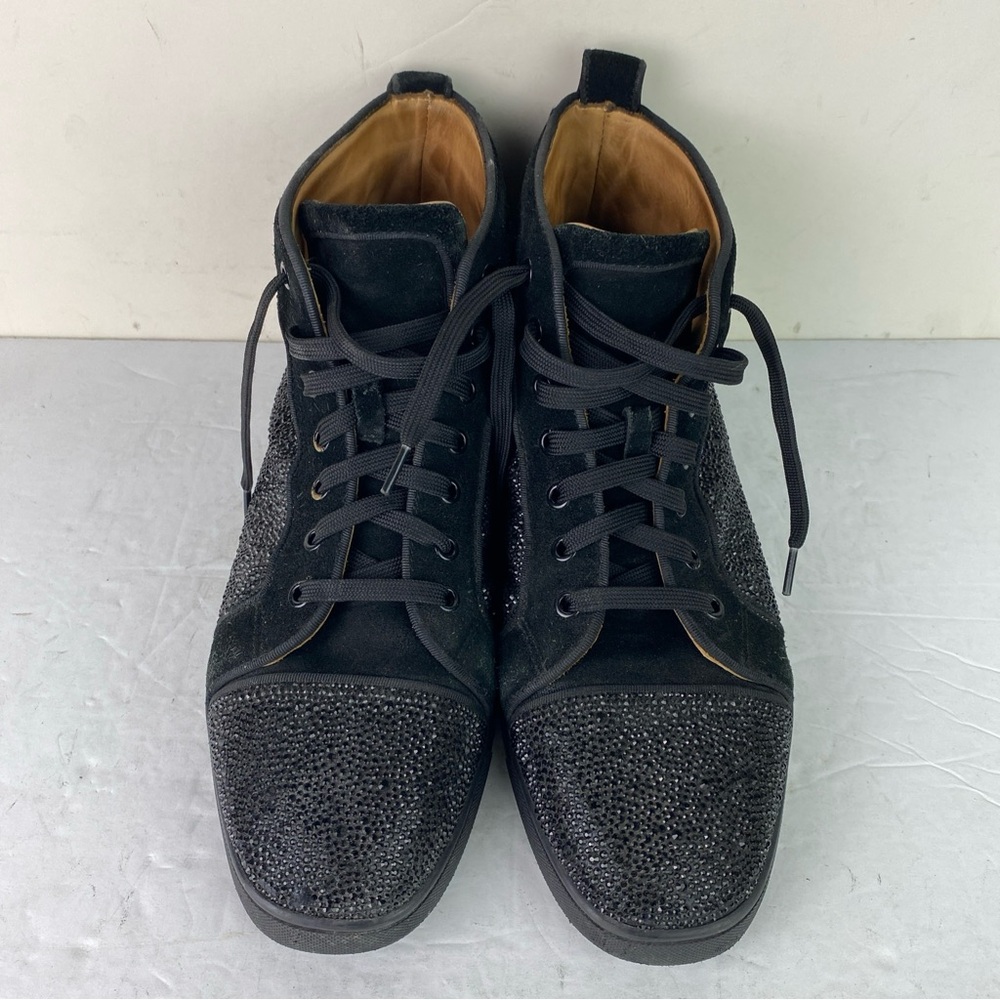 Christian Louboutin Black Suede Chukka Boots with Crystal Toe
